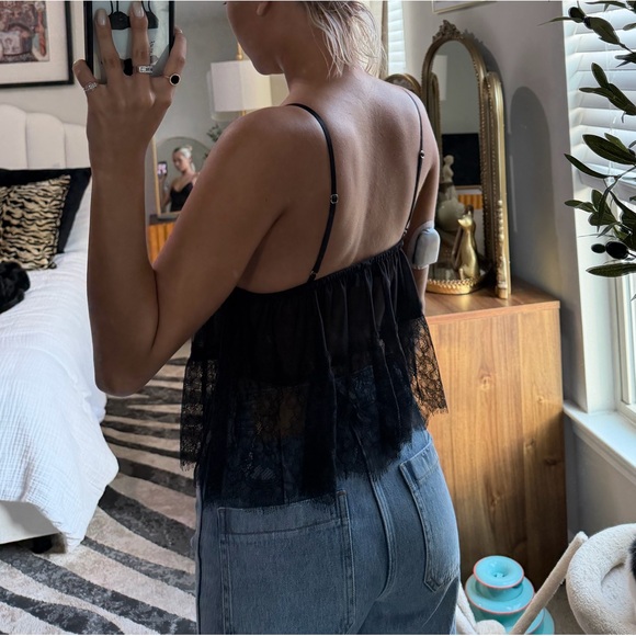 Tiger Mist Black Sheer Lace Camisole - Picture 4 of 7